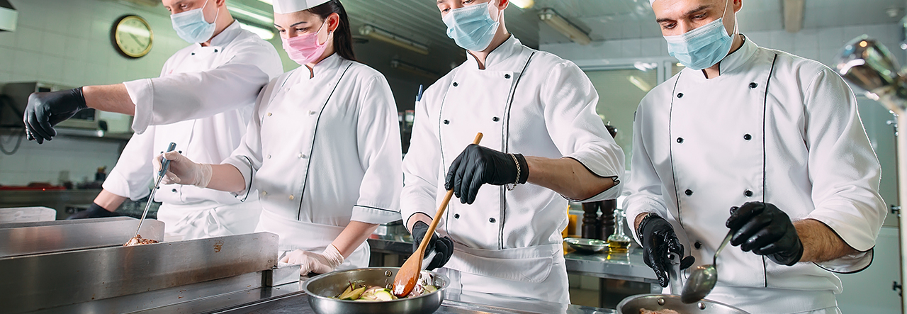 team of chef with masks